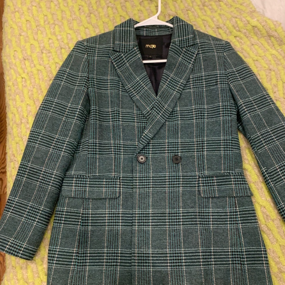 Maje Green Plaid Blazer